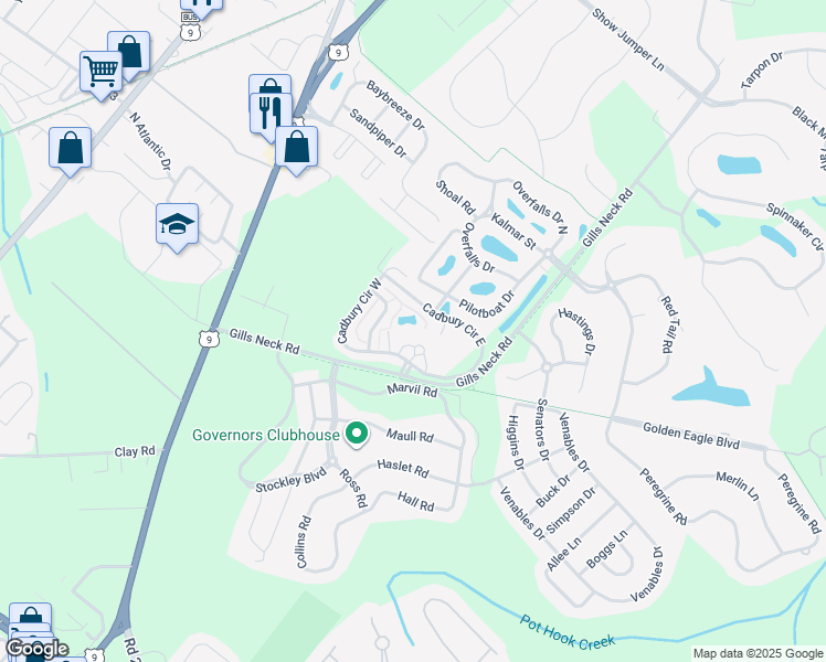 map of restaurants, bars, coffee shops, grocery stores, and more near 17028 Cadbury Circle in Lewes