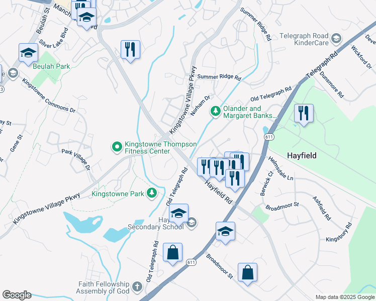 map of restaurants, bars, coffee shops, grocery stores, and more near 5950 Norham Drive in Alexandria