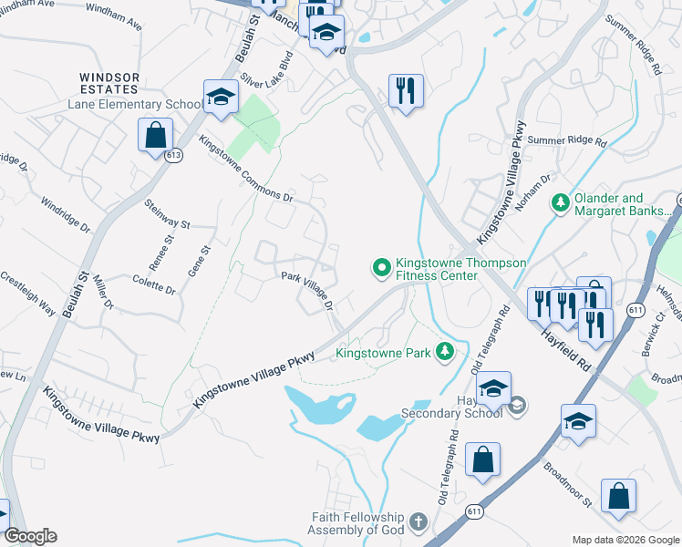 map of restaurants, bars, coffee shops, grocery stores, and more near 7477 Collins Meade Way in Alexandria