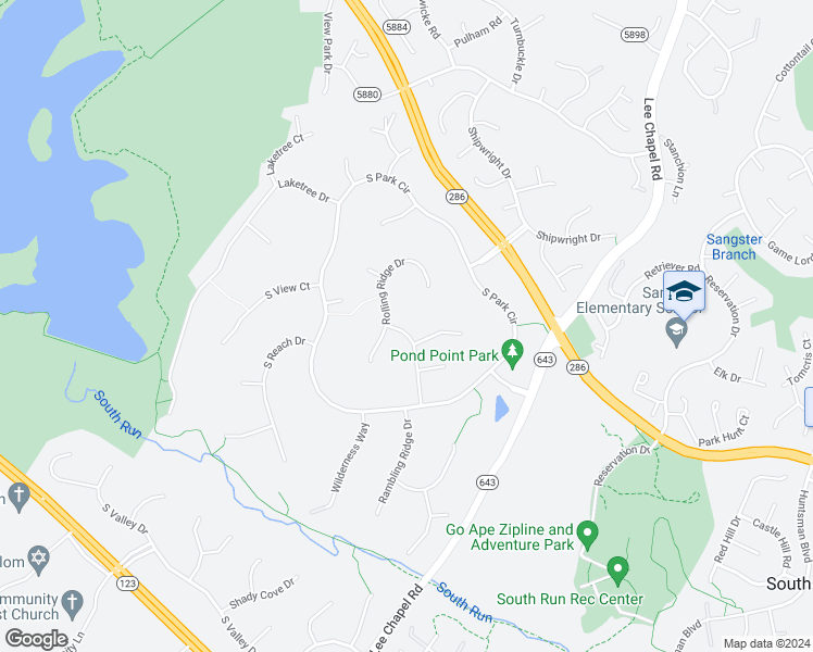 map of restaurants, bars, coffee shops, grocery stores, and more near 7403 Rocky Ravine Drive in Fairfax Station