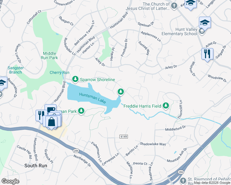 map of restaurants, bars, coffee shops, grocery stores, and more near 9023 Giltinan Court in Springfield