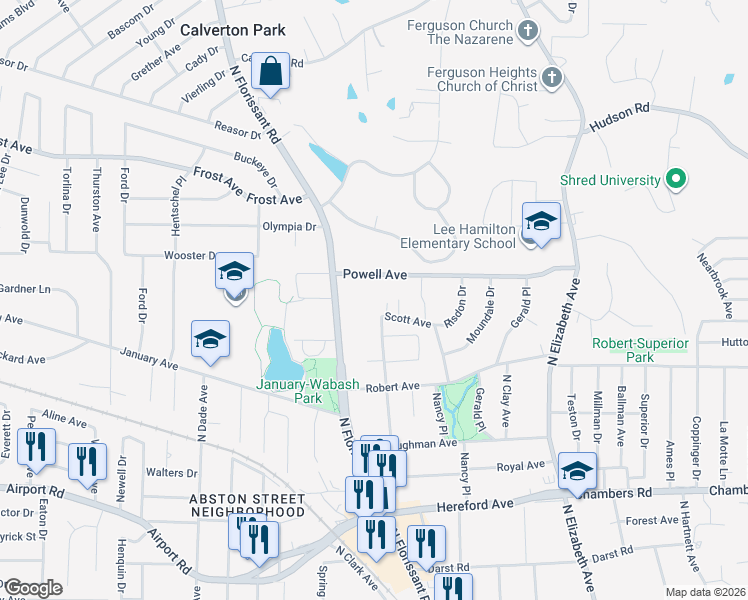 map of restaurants, bars, coffee shops, grocery stores, and more near 101 Scott Avenue in St. Louis