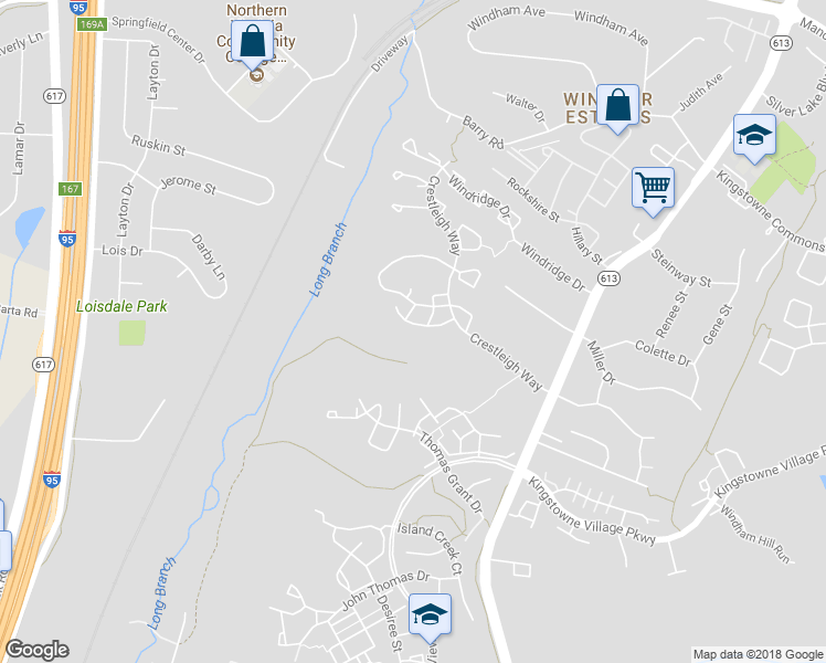 map of restaurants, bars, coffee shops, grocery stores, and more near 6529 Coachleigh Way in Alexandria