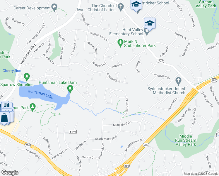 map of restaurants, bars, coffee shops, grocery stores, and more near 8806 Eagle Rock Lane in Springfield