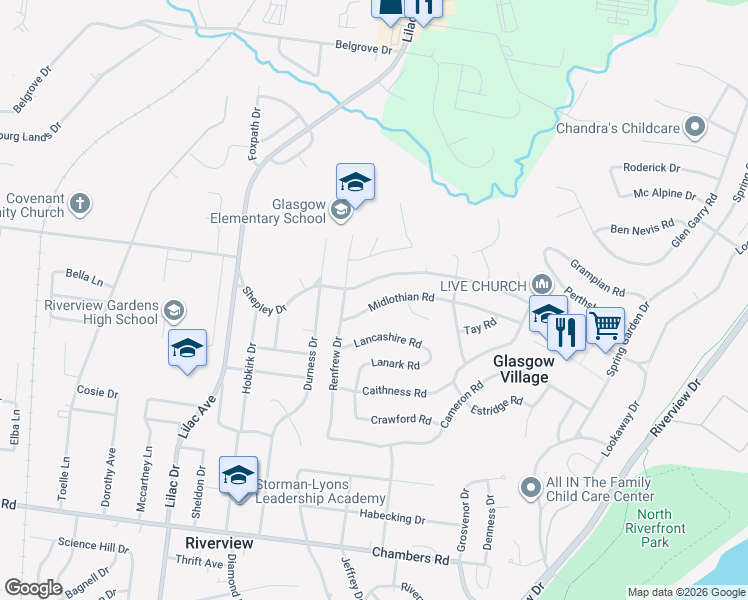map of restaurants, bars, coffee shops, grocery stores, and more near 429 Midlothian Road in St. Louis