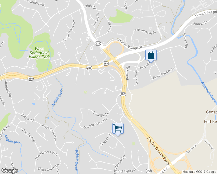 map of restaurants, bars, coffee shops, grocery stores, and more near 7948 Bethelen Woods Lane in Springfield