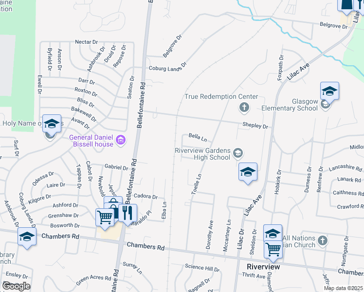 map of restaurants, bars, coffee shops, grocery stores, and more near 10218 Trio Lane in St. Louis