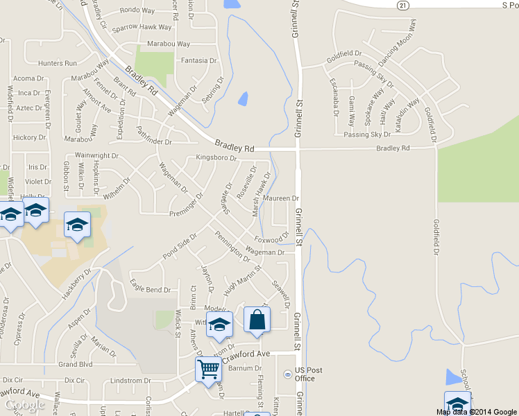 map of restaurants, bars, coffee shops, grocery stores, and more near 1265 Marsh Hawk Drive in Colorado Springs