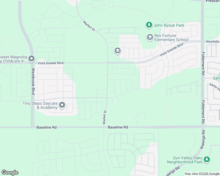 map of restaurants, bars, coffee shops, grocery stores, and more near Baseline Road in Roseville
