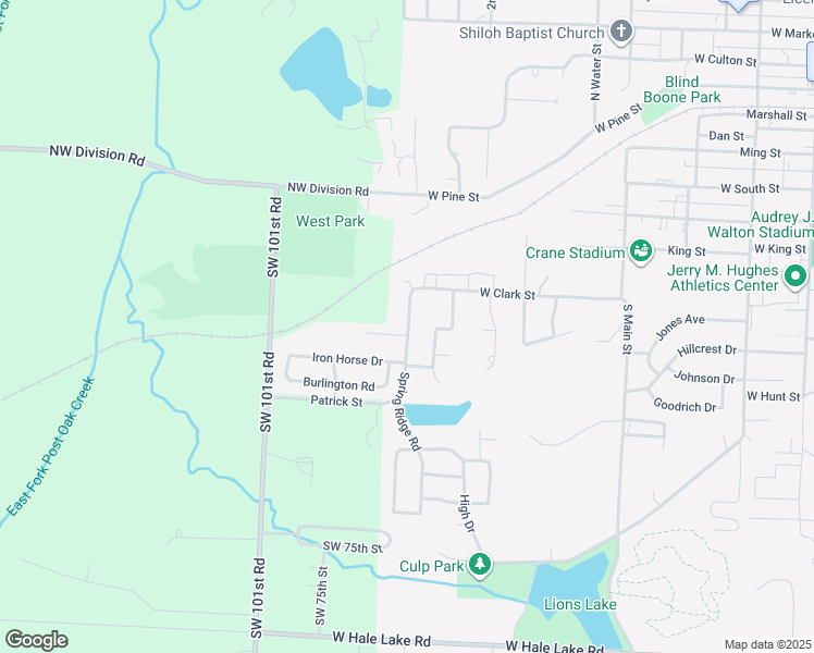 map of restaurants, bars, coffee shops, grocery stores, and more near 701 Iron Horse Drive in Warrensburg