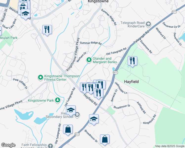 map of restaurants, bars, coffee shops, grocery stores, and more near 7462 Towchester Court in Alexandria