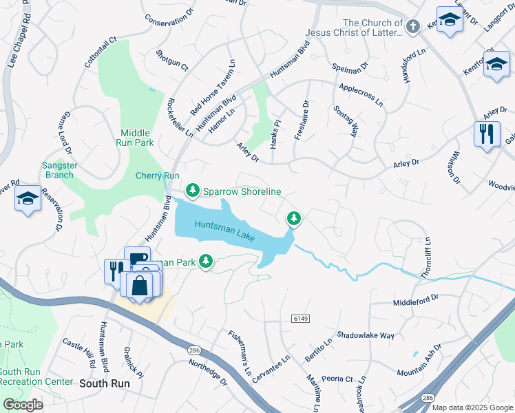 map of restaurants, bars, coffee shops, grocery stores, and more near 9067 Giltinan Court in Springfield