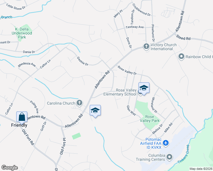map of restaurants, bars, coffee shops, grocery stores, and more near 2406 Kristyn Lane in Fort Washington