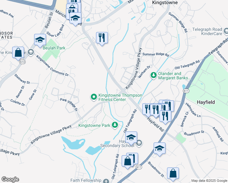 map of restaurants, bars, coffee shops, grocery stores, and more near 6080 Kingstowne Village Parkway in Alexandria