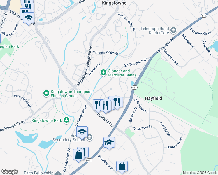 map of restaurants, bars, coffee shops, grocery stores, and more near 7456 Towchester Court in Alexandria