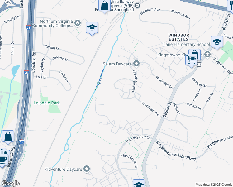 map of restaurants, bars, coffee shops, grocery stores, and more near 6555 Coachleigh Way in Alexandria