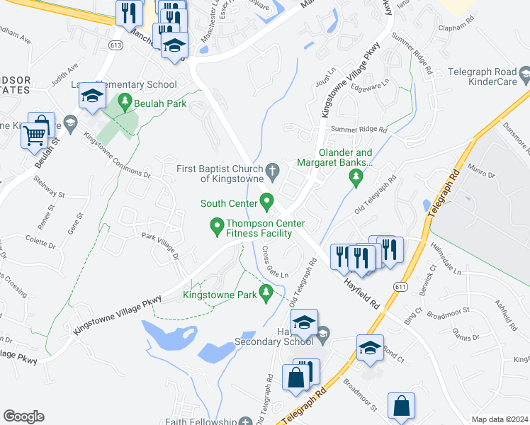 map of restaurants, bars, coffee shops, grocery stores, and more near 6080 Kingstowne Village Parkway in Alexandria
