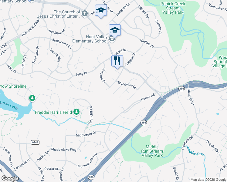 map of restaurants, bars, coffee shops, grocery stores, and more near 7222 Willow Oak Place in Springfield