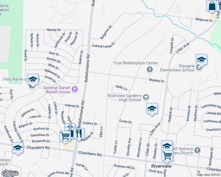 map of restaurants, bars, coffee shops, grocery stores, and more near 10229 Trio Lane in St. Louis