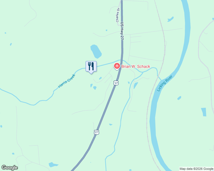 map of restaurants, bars, coffee shops, grocery stores, and more near 122 Links View Drive in Butler