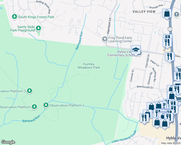 map of restaurants, bars, coffee shops, grocery stores, and more near 3701 Lockheed Boulevard in Alexandria