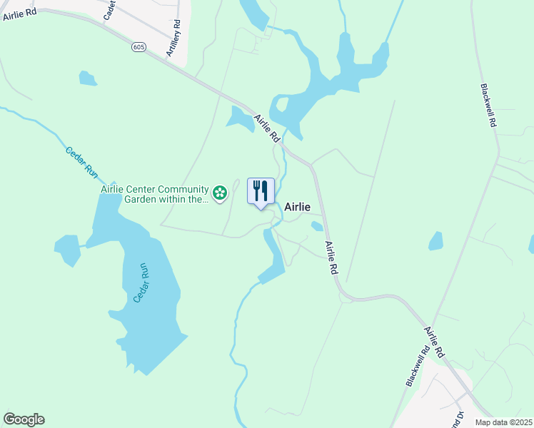 map of restaurants, bars, coffee shops, grocery stores, and more near 6809 Airlie Road in Warrenton