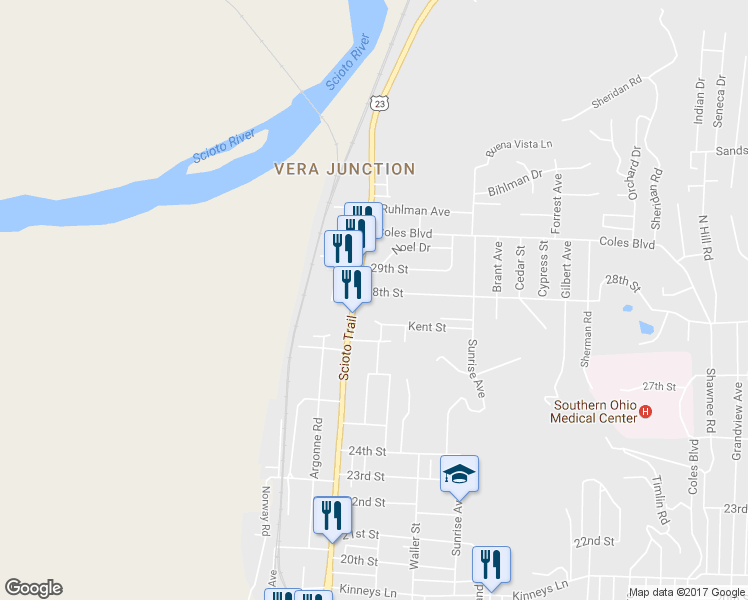 map of restaurants, bars, coffee shops, grocery stores, and more near 1016 28th Street in Portsmouth