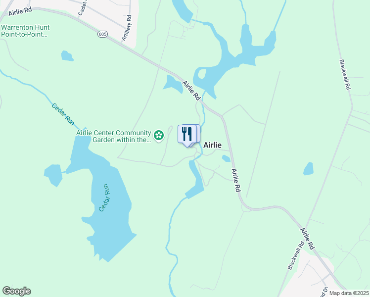 map of restaurants, bars, coffee shops, grocery stores, and more near 6809 Airlie Road in Warrenton