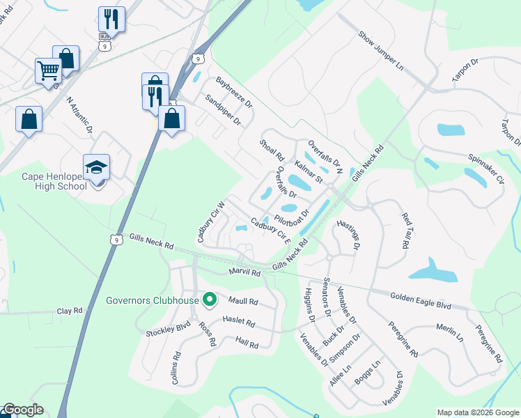 map of restaurants, bars, coffee shops, grocery stores, and more near 35112 Roebuck Lane in Lewes