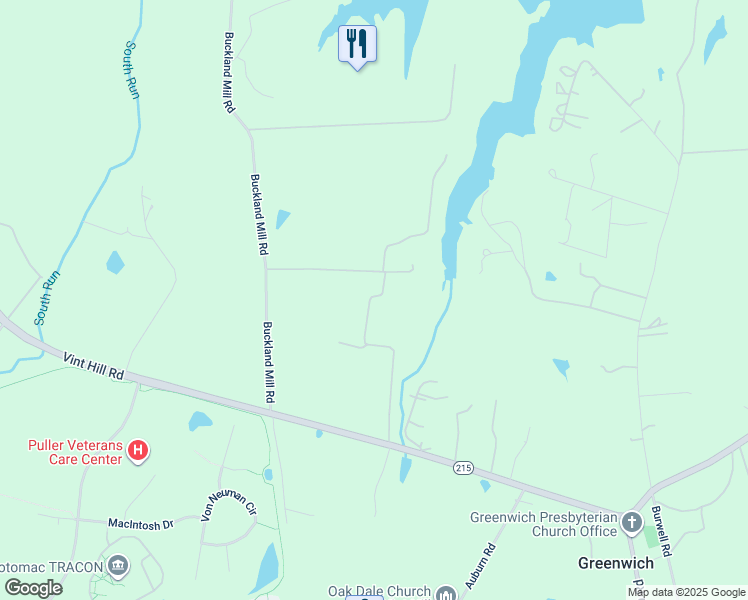 map of restaurants, bars, coffee shops, grocery stores, and more near 15588 Vint Hill Road in Gainesville
