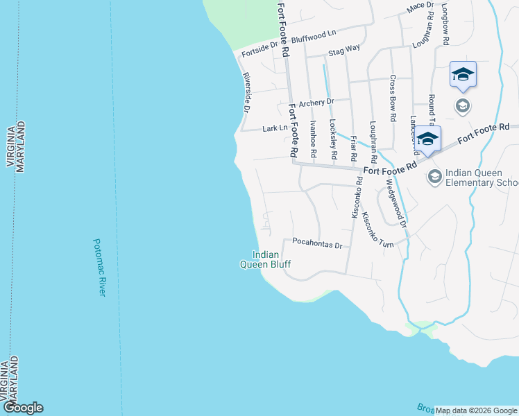 map of restaurants, bars, coffee shops, grocery stores, and more near 9701 Potomac Drive in Fort Washington