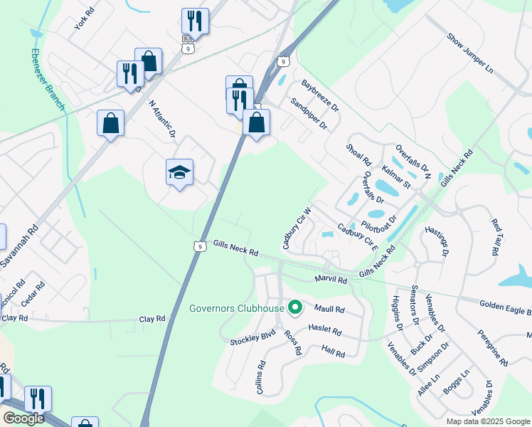 map of restaurants, bars, coffee shops, grocery stores, and more near Cygnet Street in Sussex County