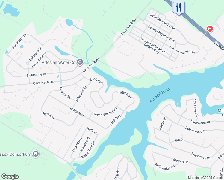 map of restaurants, bars, coffee shops, grocery stores, and more near 30393 East Mill Run in Milton