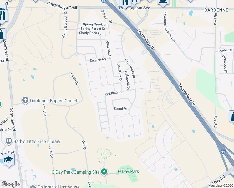 map of restaurants, bars, coffee shops, grocery stores, and more near 8016 Oakfield Drive in O'Fallon