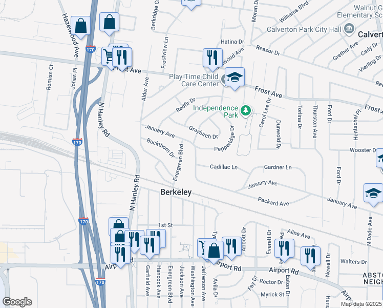 map of restaurants, bars, coffee shops, grocery stores, and more near 6551 January Avenue in Berkeley