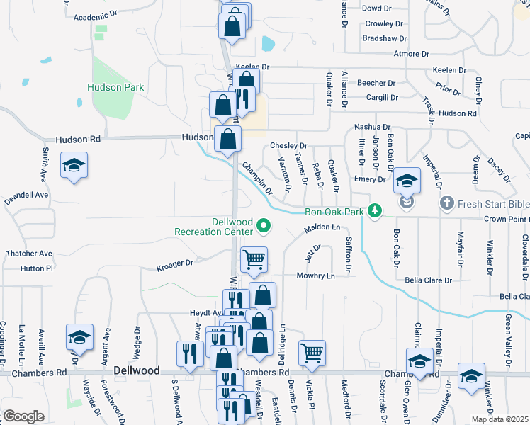 map of restaurants, bars, coffee shops, grocery stores, and more near 10316 Yarwood Court in St. Louis
