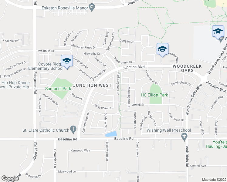 map of restaurants, bars, coffee shops, grocery stores, and more near 1796 Magenta Drive in Roseville