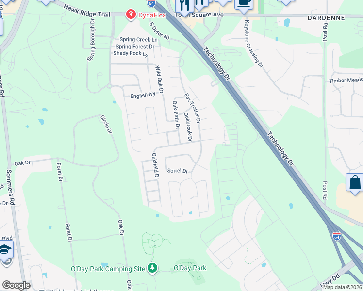 map of restaurants, bars, coffee shops, grocery stores, and more near 8017 Oakfield Drive in O'Fallon