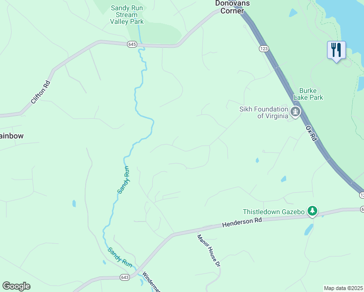 map of restaurants, bars, coffee shops, grocery stores, and more near 10640 Canterberry Road in Fairfax Station