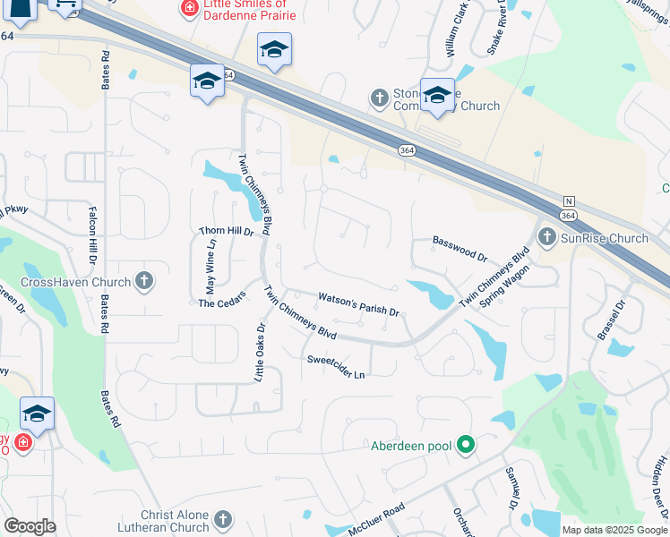 map of restaurants, bars, coffee shops, grocery stores, and more near 521 Montrachet Drive in O'Fallon