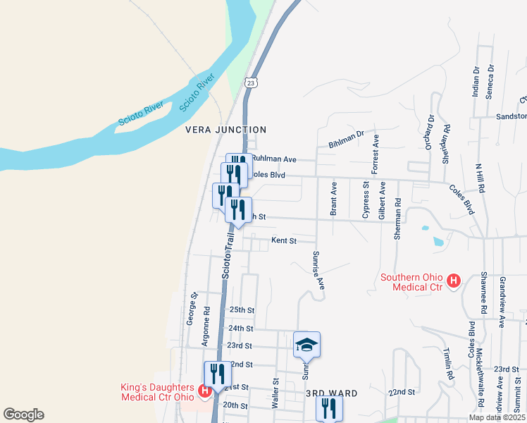 map of restaurants, bars, coffee shops, grocery stores, and more near 1056 28th Street in Portsmouth
