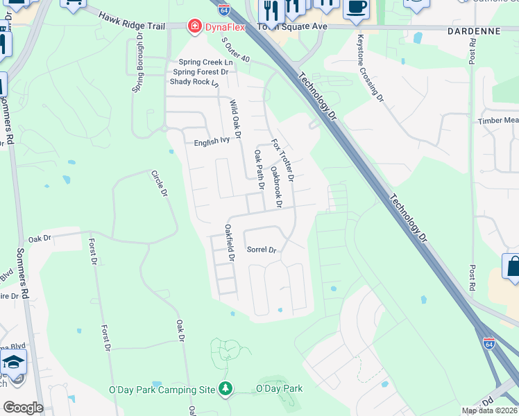 map of restaurants, bars, coffee shops, grocery stores, and more near 8017 Oakfield Drive in O'Fallon