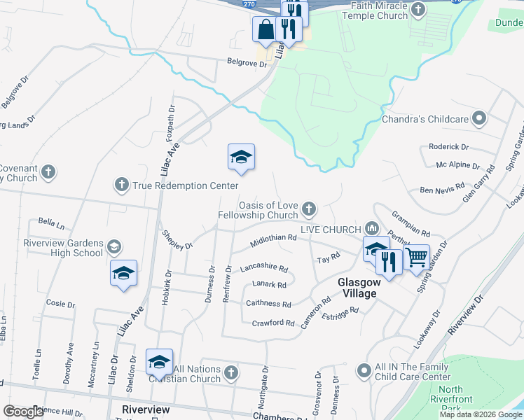 map of restaurants, bars, coffee shops, grocery stores, and more near 424 Mac Dougall Drive in Saint Louis
