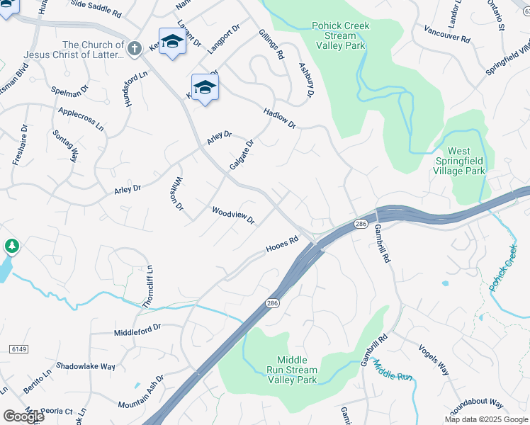map of restaurants, bars, coffee shops, grocery stores, and more near 7212 Briarcliff Drive in Springfield