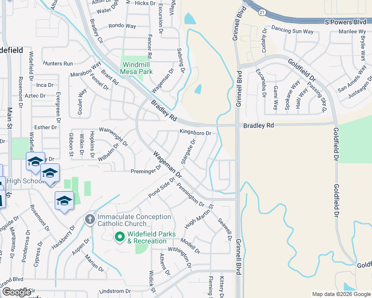 map of restaurants, bars, coffee shops, grocery stores, and more near 840 Stargate Drive in Colorado Springs