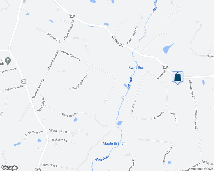 map of restaurants, bars, coffee shops, grocery stores, and more near 12109 Beaver Creek Road in Clifton
