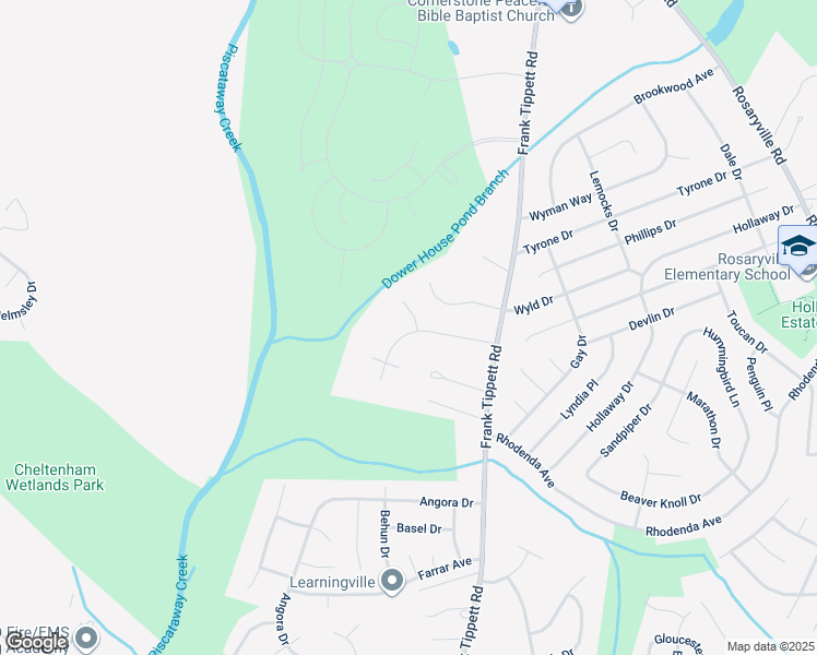 map of restaurants, bars, coffee shops, grocery stores, and more near 9912 Graystone Drive in Upper Marlboro