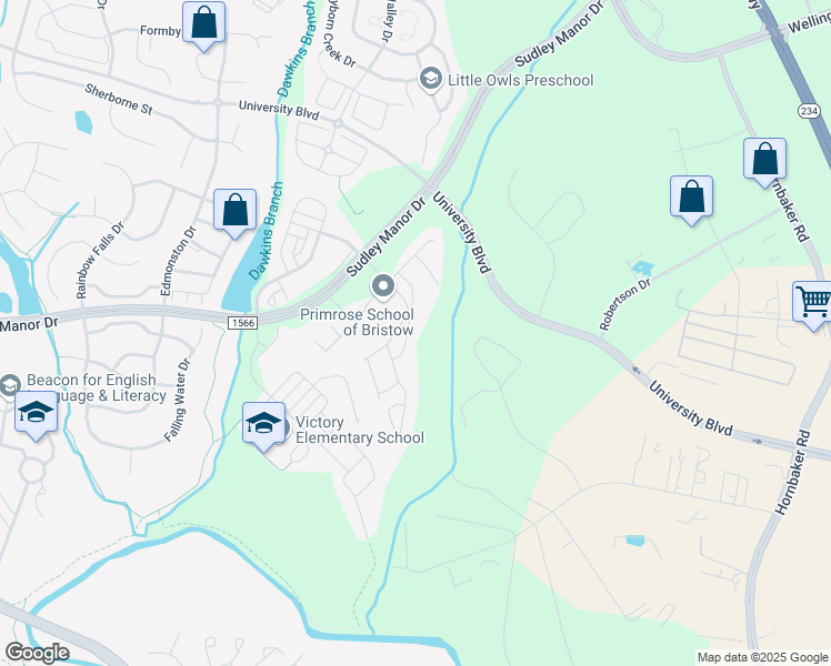 map of restaurants, bars, coffee shops, grocery stores, and more near 11786 Dawkins Ridge Lane in Bristow