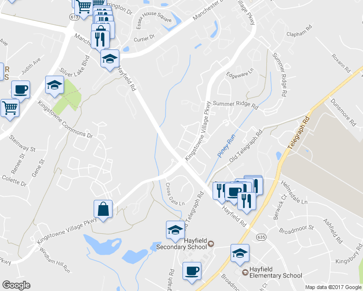 map of restaurants, bars, coffee shops, grocery stores, and more near 7339 Mallory Circle in Alexandria