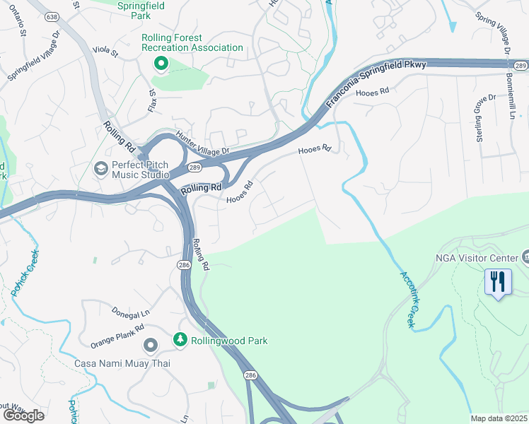 map of restaurants, bars, coffee shops, grocery stores, and more near 7216 White House Drive in Springfield